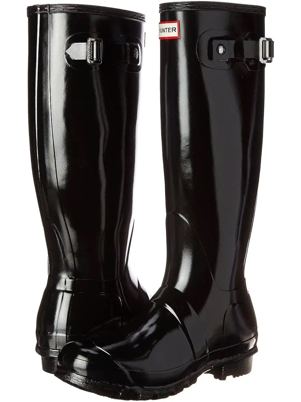 Hunter Gloss Tall Rain Boots in Black